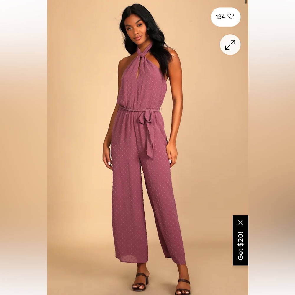 Lulu's Dusty Rose Halter Jumpsuit